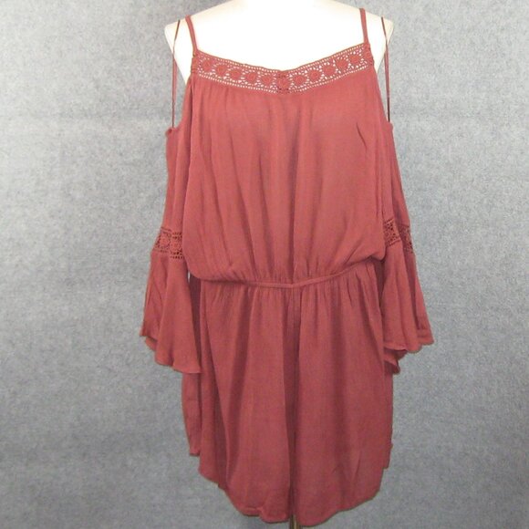 Glamorous Curve Cold Shoulder Shorts Romper 18W Rust NWT - Picture 2 of 7
